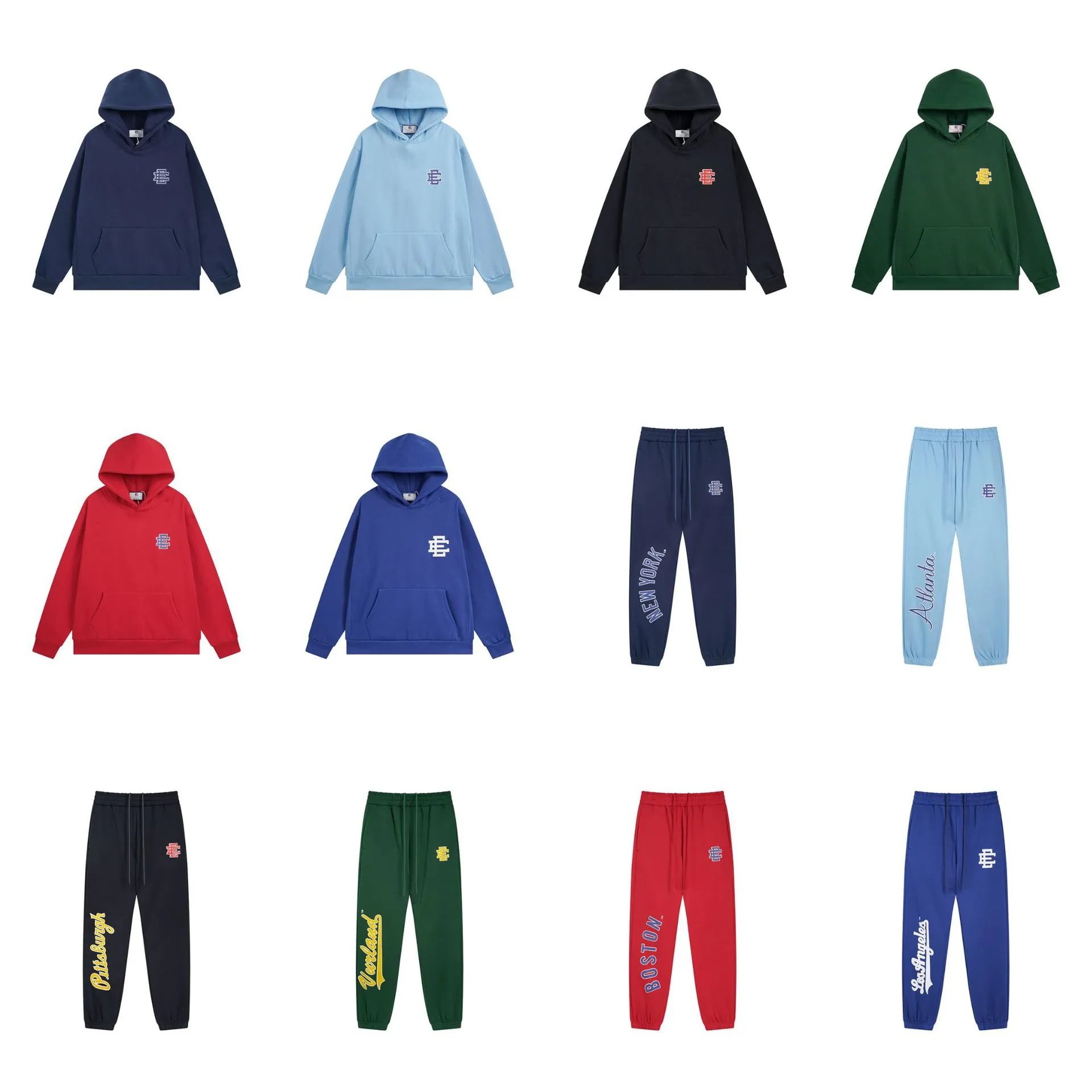 Eric E Hoodie High Street Men's and Women's Sports and Leisure with Velvet Straight Leg Pants Hoodie Set