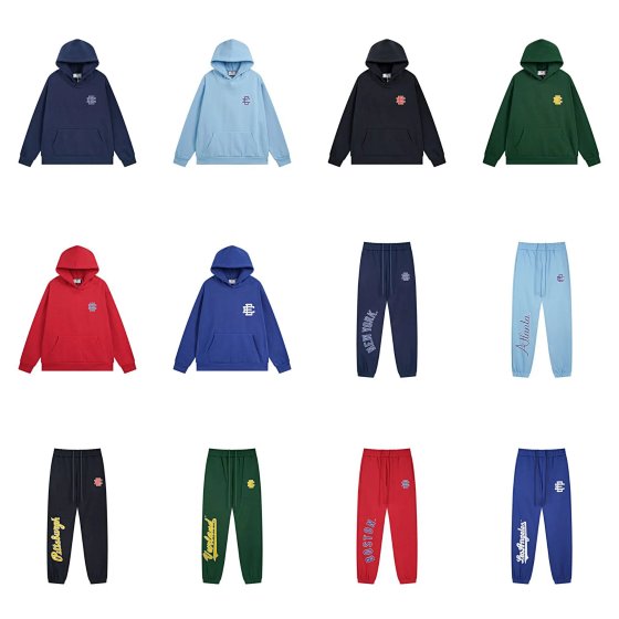 Eric E Hoodie High Street Men's and Women's Sports and Leisure with Velvet Straight Leg Pants Hoodie Set