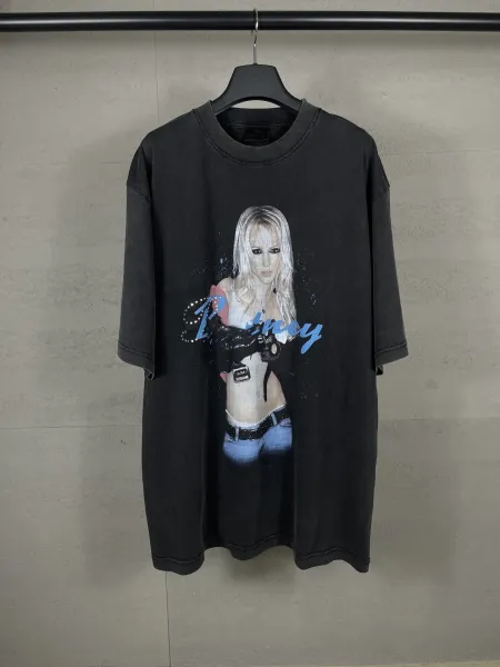 Britney Spears x Unknown Brand Graphic Print Oversized Gray T-Shirt - 3