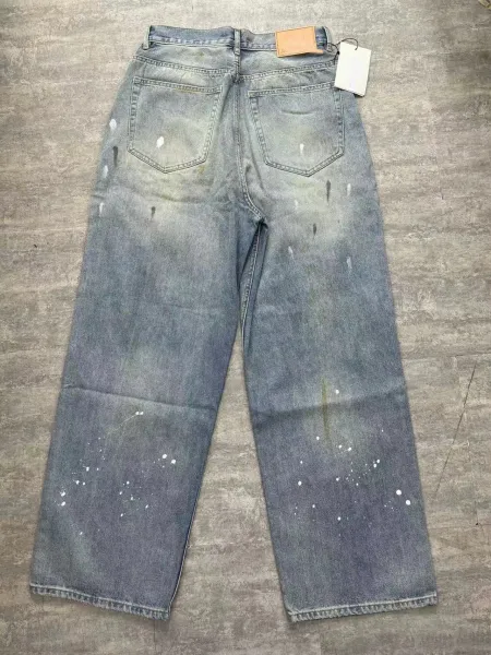 Acne Studios Paint-Splatter Distressed Denim Shorts Blue - 5