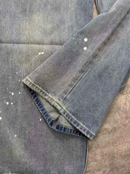 Acne Studios Paint-Splatter Distressed Denim Shorts Blue - 7