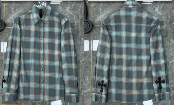 Chrome Hearts x Custom Plaid Shirt with Cross Cuff Detail Multicolor Shirt - 1