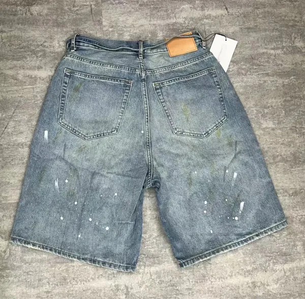 Acne Studios Paint-Splatter Distressed Denim Shorts Blue - 11