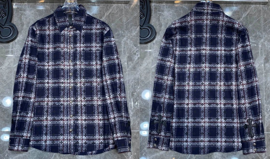 Burberry Check Print Shirt Navy Multicolor - 1