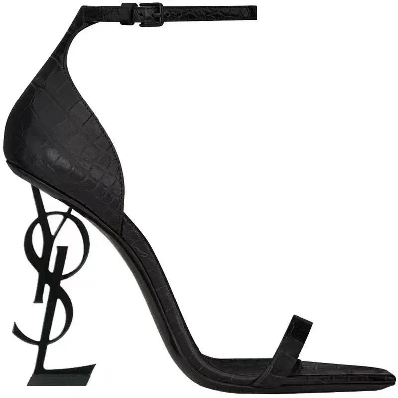 Saint Laurent Tribute Y-Heel White Patent Leather Ankle-Strap Stilettos - 9