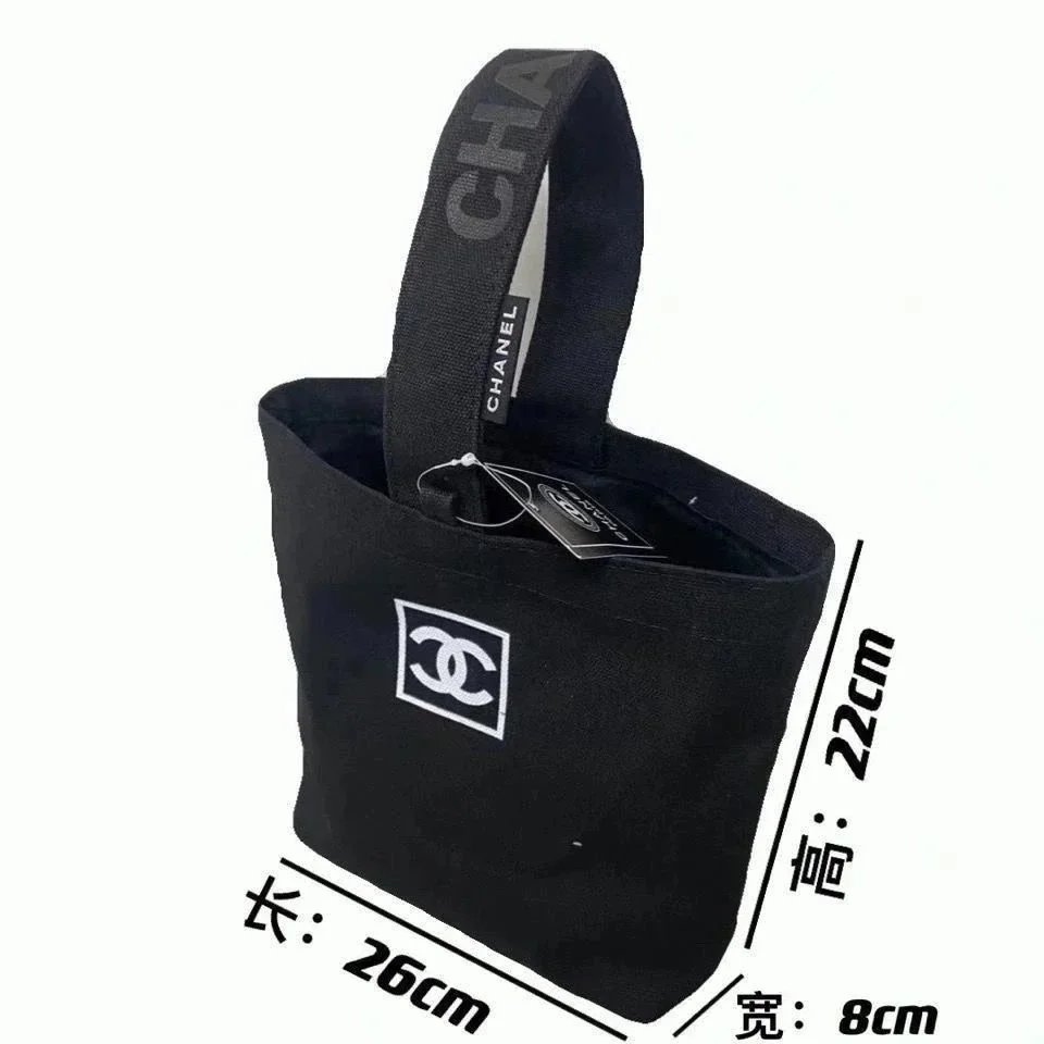 Chanel Logo Tote Bag Black Canvas - 7