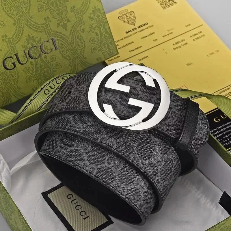 Gucci Belts GG Monogram Belt with Interlocking G Buckle — 03
