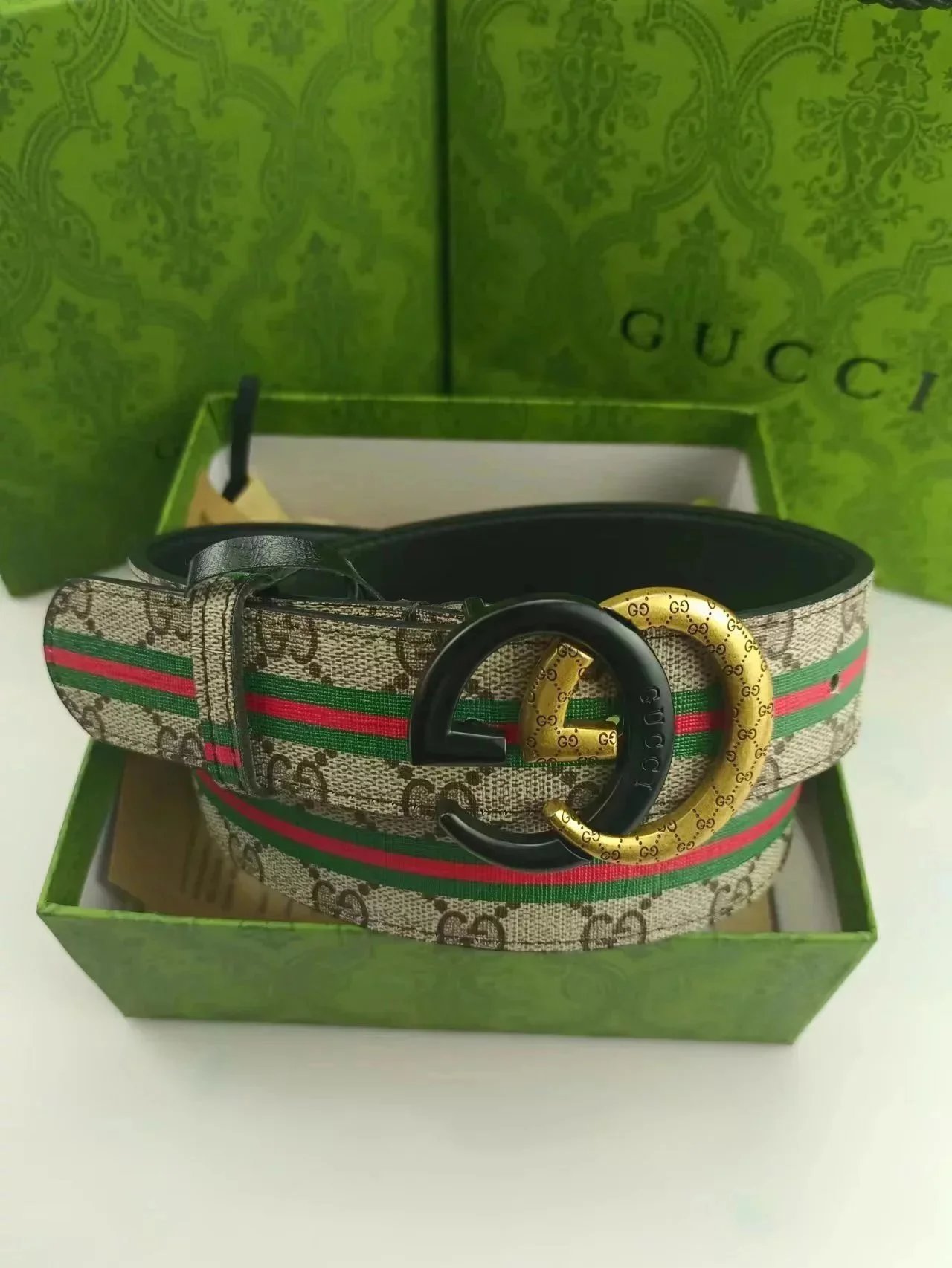 Gucci Belts GG Monogram Belt with Interlocking G Buckle — 11