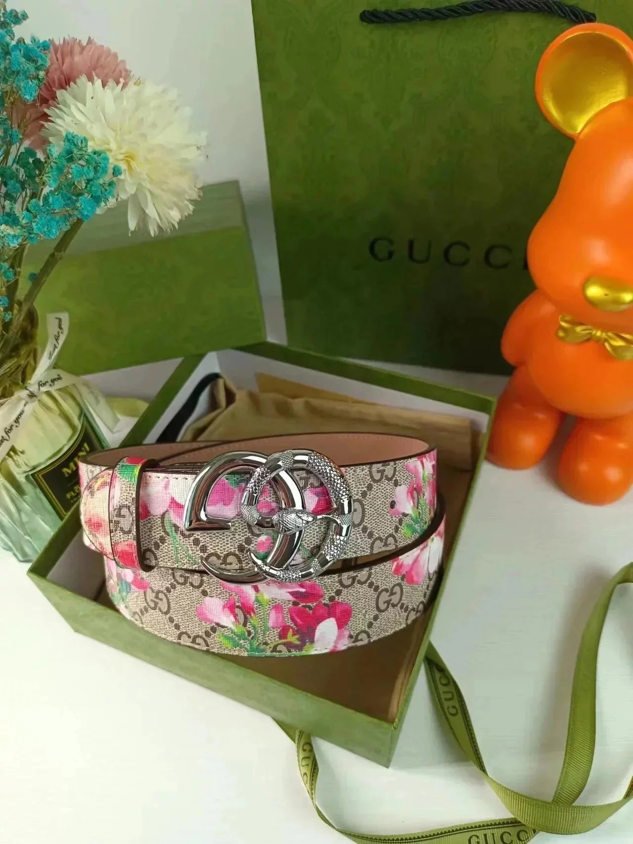 Gucci Belts GG Monogram Belt with Interlocking G Buckle — 36
