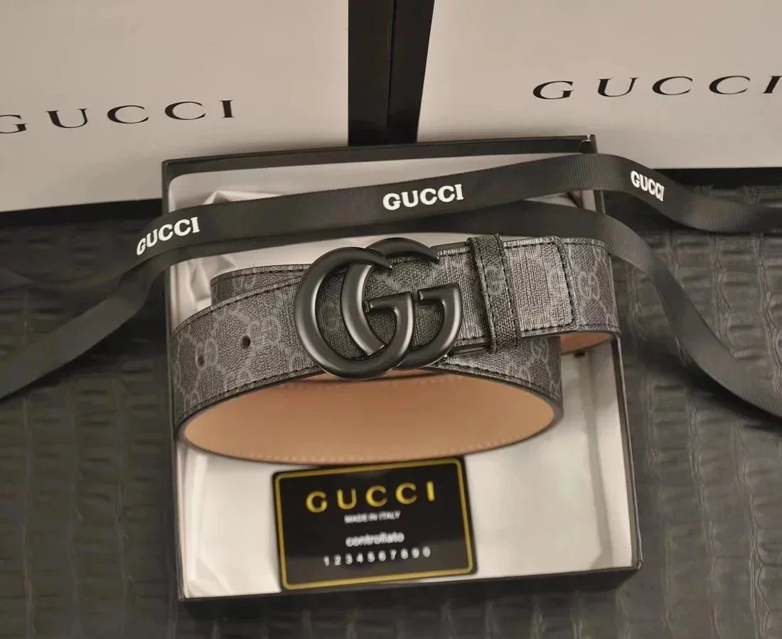 Gucci Belts GG Monogram Belt with Interlocking G Buckle — 39