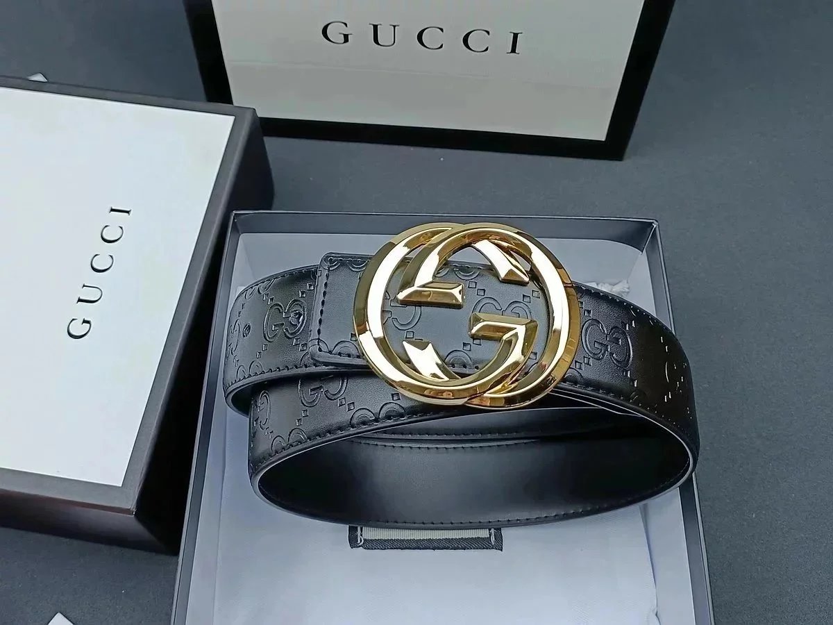 Gucci Belts GG Monogram Belt with Interlocking G Buckle — 30