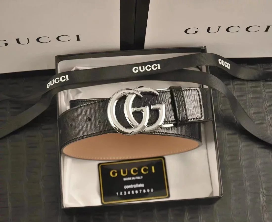 Gucci Belts GG Monogram Belt with Interlocking G Buckle — 23