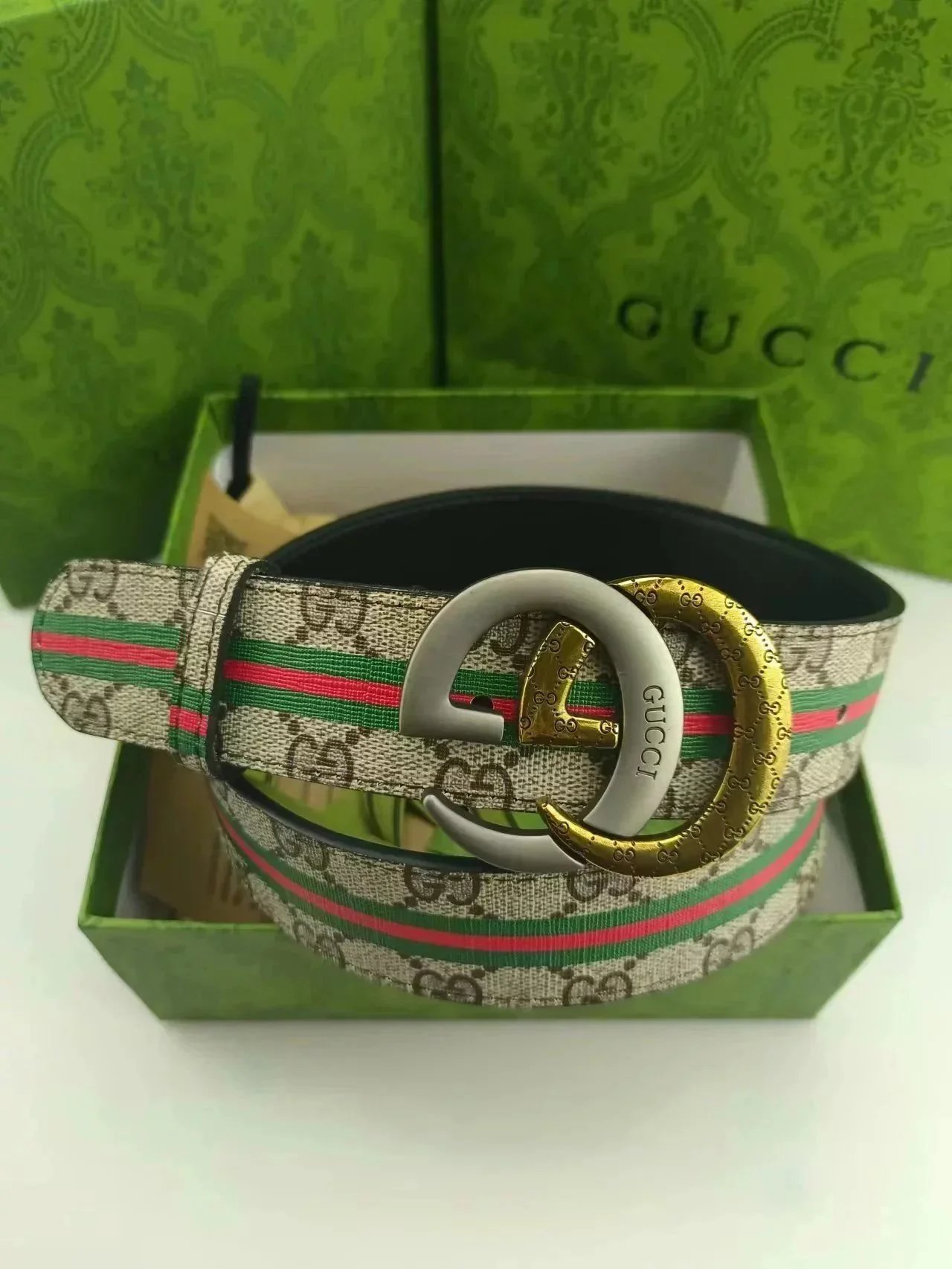 Gucci Belts GG Monogram Belt with Interlocking G Buckle — 17