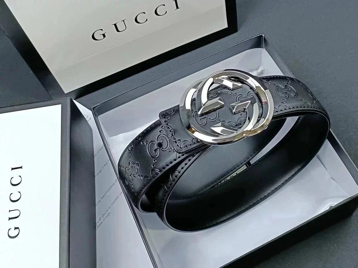 Gucci Belts GG Monogram Belt with Interlocking G Buckle — 09