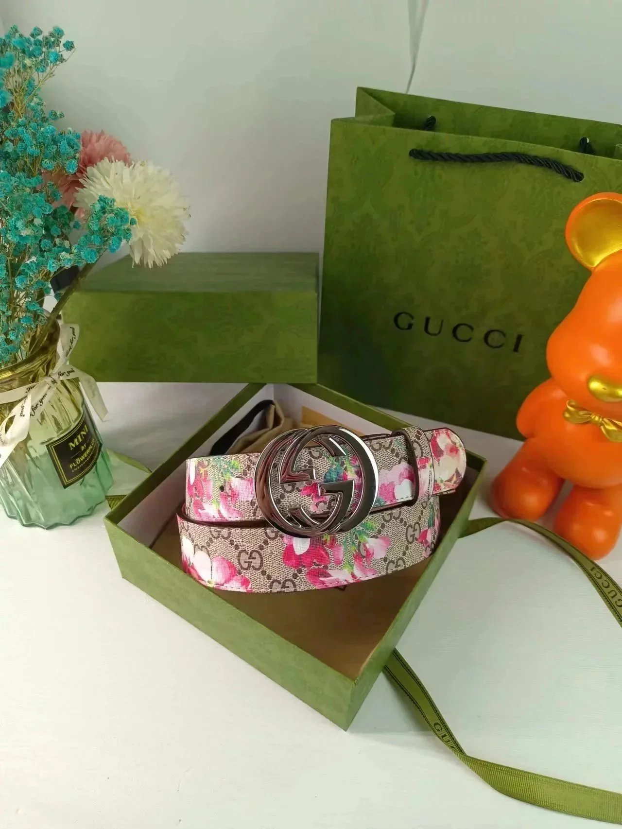 Gucci Belts GG Monogram Belt with Interlocking G Buckle — 26