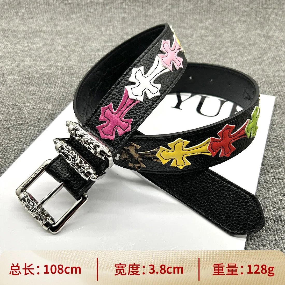 [roller pin buckle 108cm] color cross belt