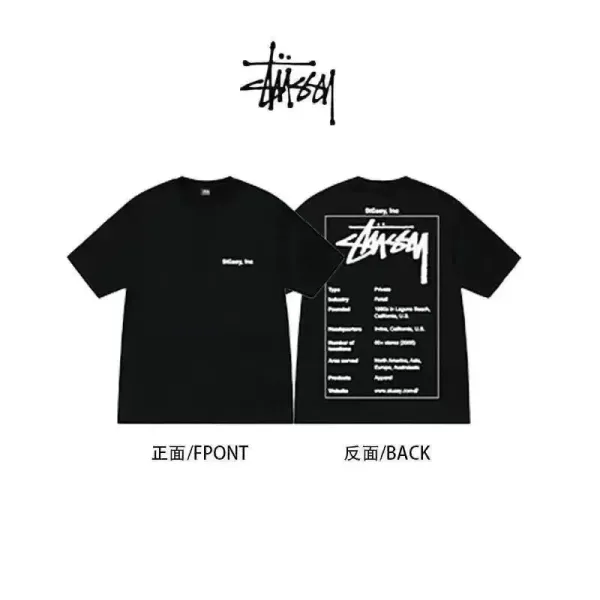 Stüssy Inc. Corporate Info Black T-Shirt - 1