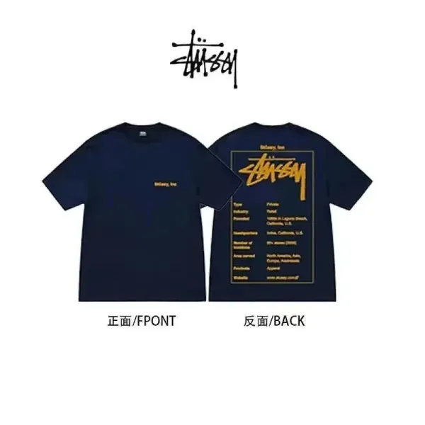 Stüssy Company Info Navy T-Shirt - 1