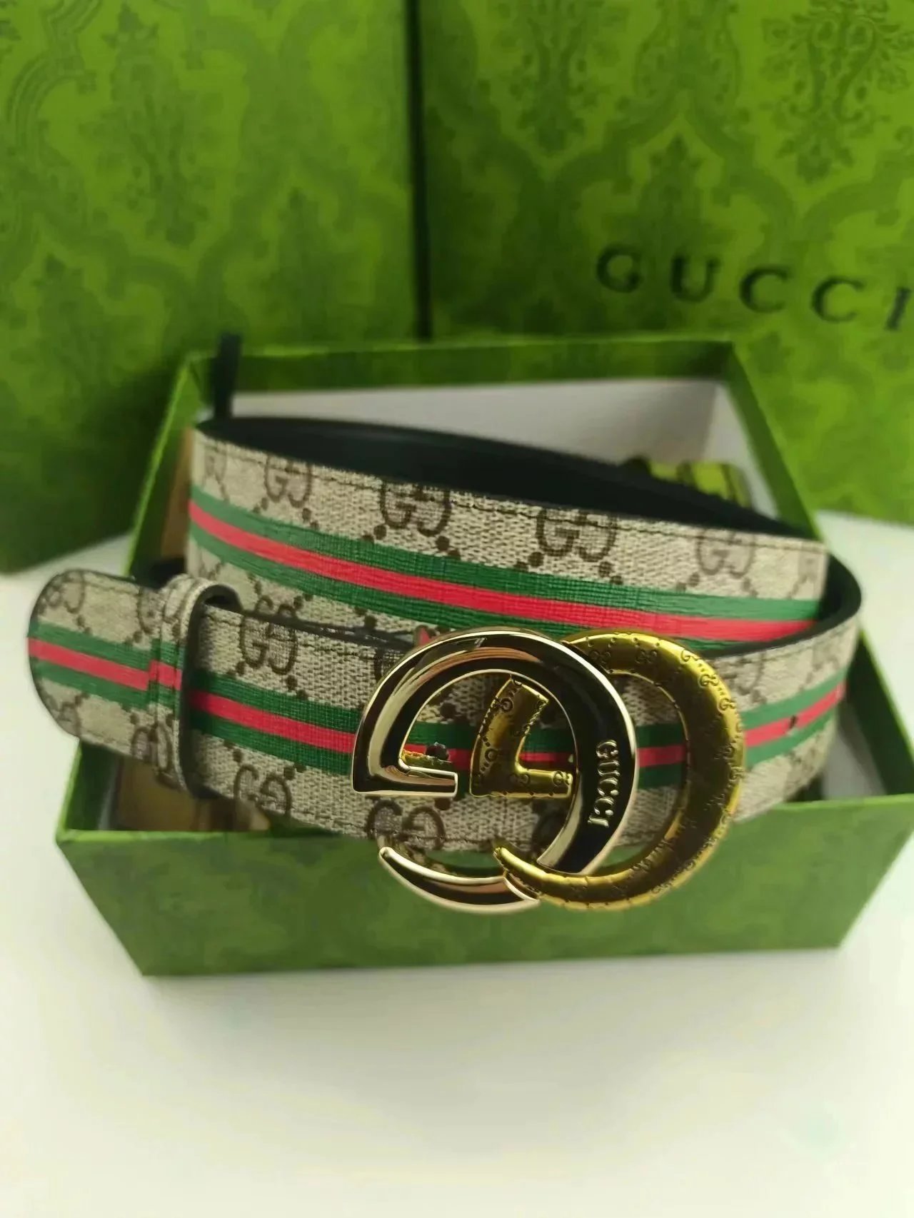 Gucci Belts GG Monogram Belt with Interlocking G Buckle — 10
