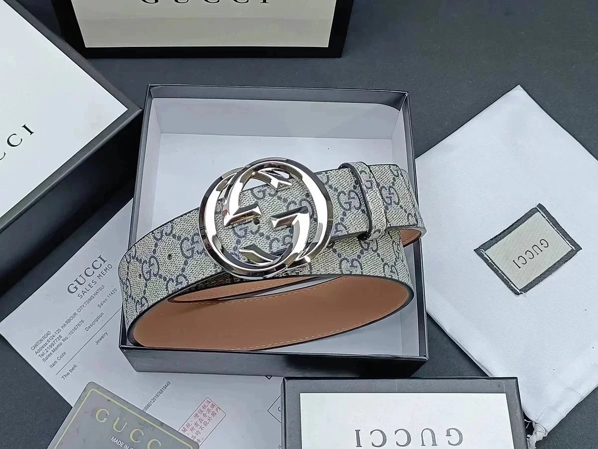 Gucci Belts GG Monogram Belt with Interlocking G Buckle — 27