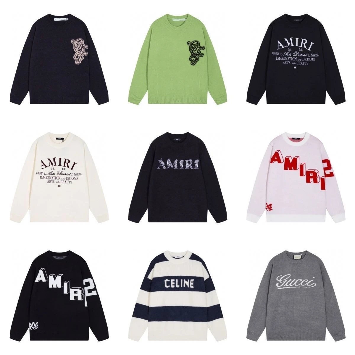 Maison Margiela Replica Numeric Print Blue Black White Patterned Star Stripe Knit Sweater