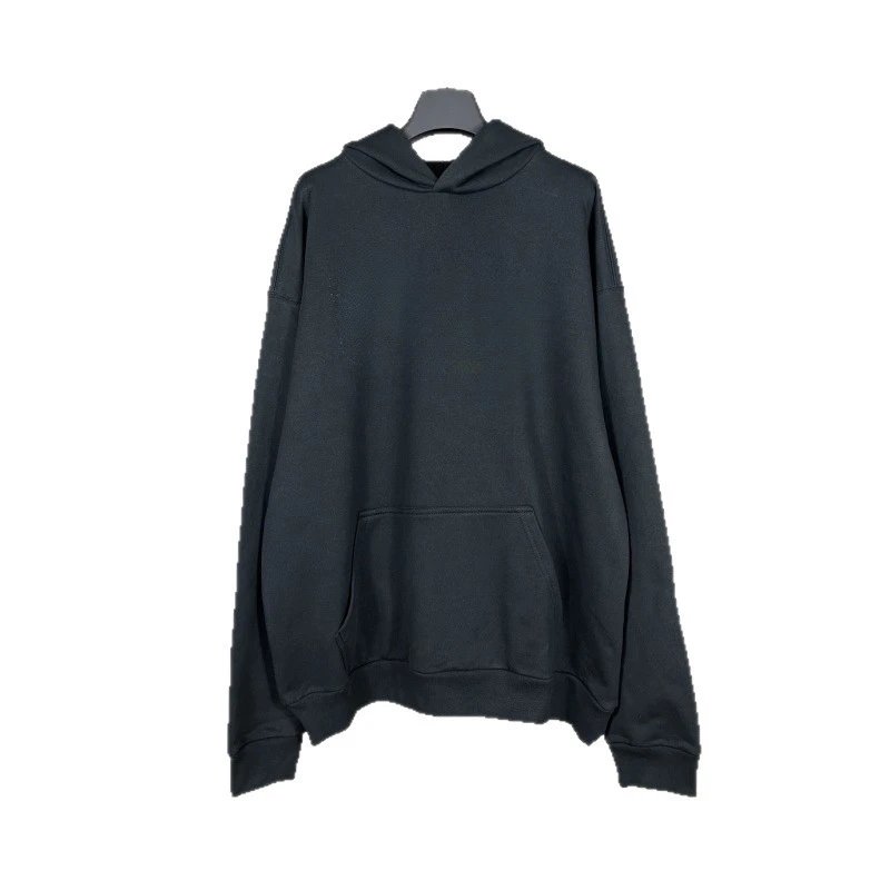 White Hooded Sweatshirt Blue Brushstroke Sleeve Streetwear