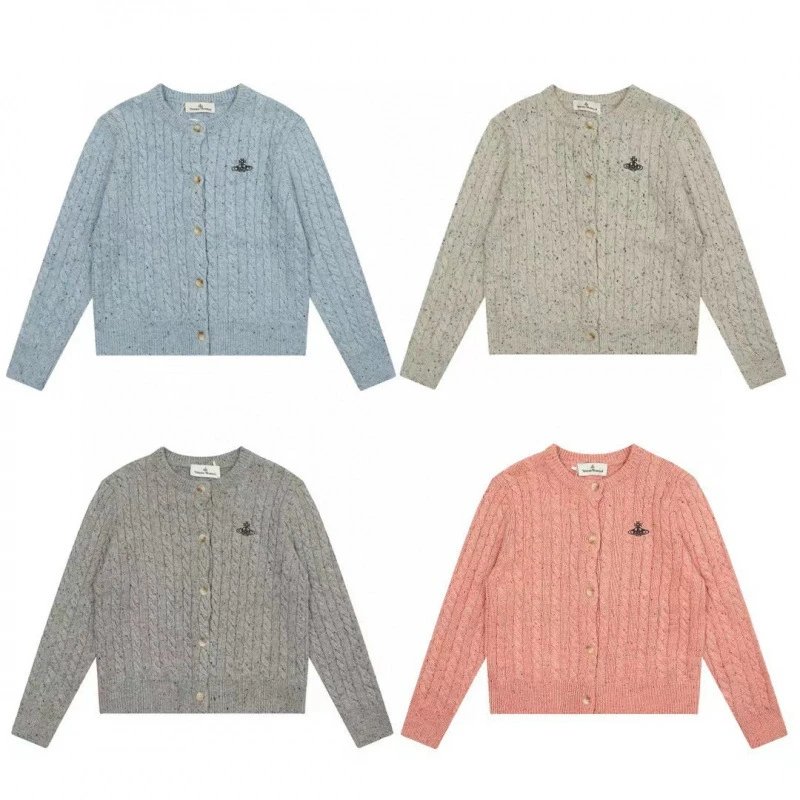 Letter Cable Knit Wool Cardigan Women