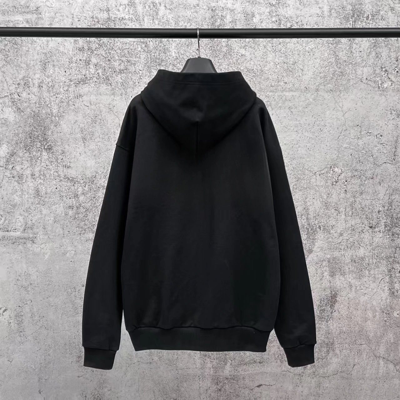 White Hooded Sweatshirt Blue Brushstroke Sleeve Streetwear
