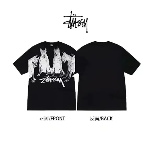 Stüssy Dogs Print Black T-Shirt - 1