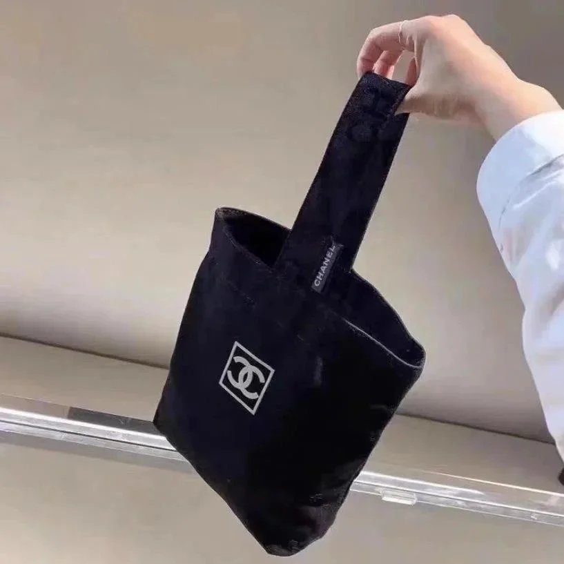 Chanel Logo Tote Bag Black Canvas - 4