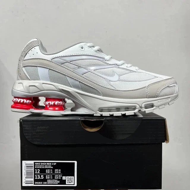 Nike Shox Ride 2 SP x Supreme White Red Sneakers
