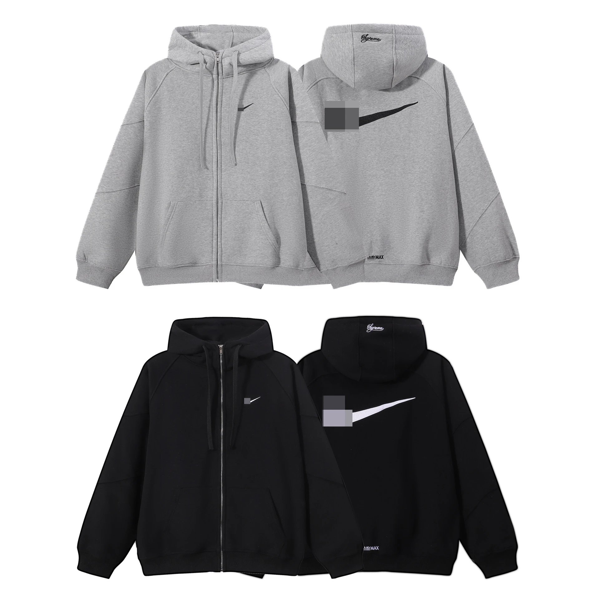 Logo Embroidered Fleece Hoodie Jacket