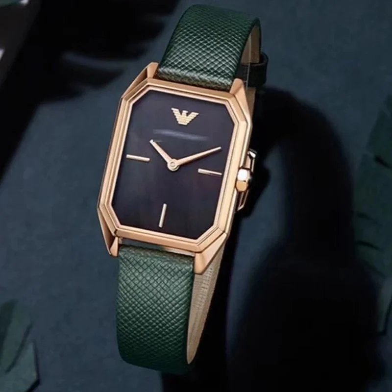 Emporio Armani Women's Green Leather Strap Watch