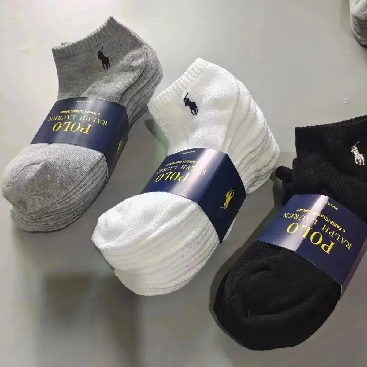 Ralph Lauren Classic Sport Half-Cushioned Sole Ankle Socks White - 2