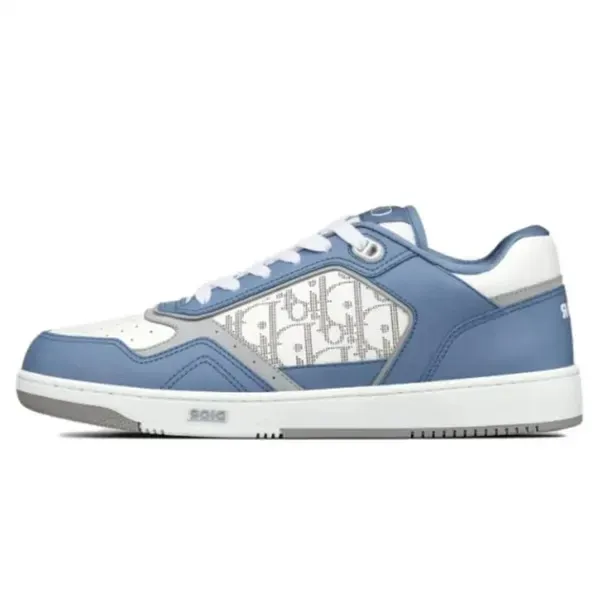 Dior B23 Low Blue and White Oblique Print Sneakers - 1