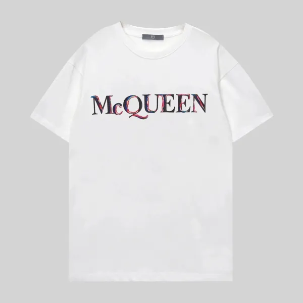 Alexander McQueen Paint Splatter Logo White T-Shirt - 1