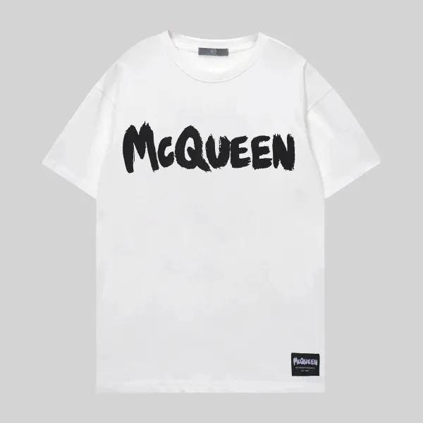 Alexander McQueen Brushstroke Logo White T-Shirt - 1
