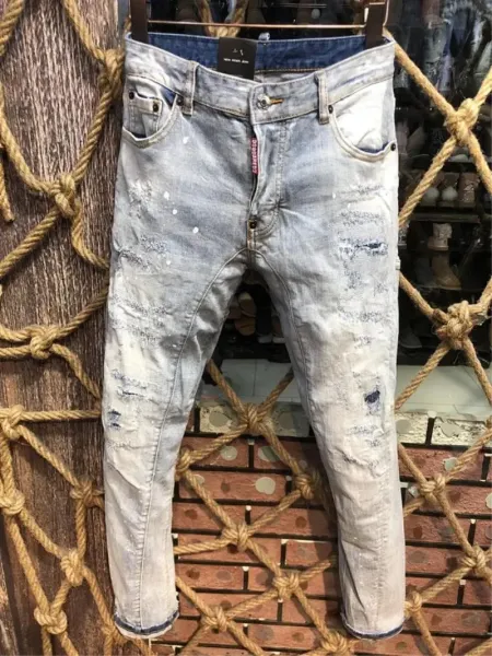 Dsquared2 Distressed Light Wash Slim Fit Jeans - 1