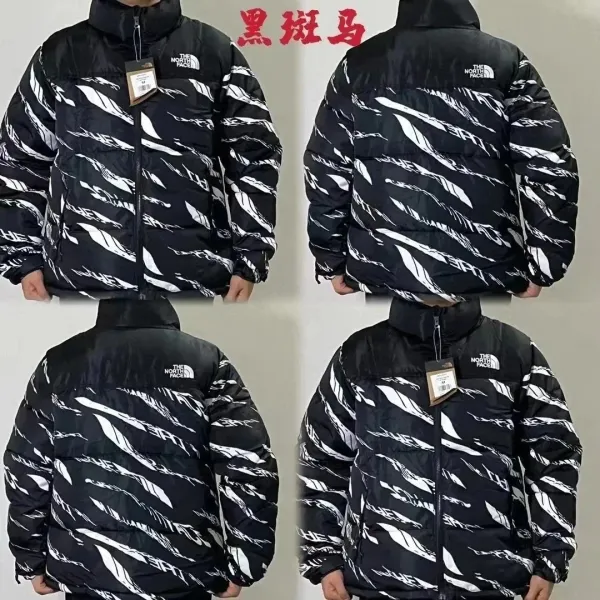 The North Face Nuptse Jacket Black and White Graphic Print Down Jacket - 1