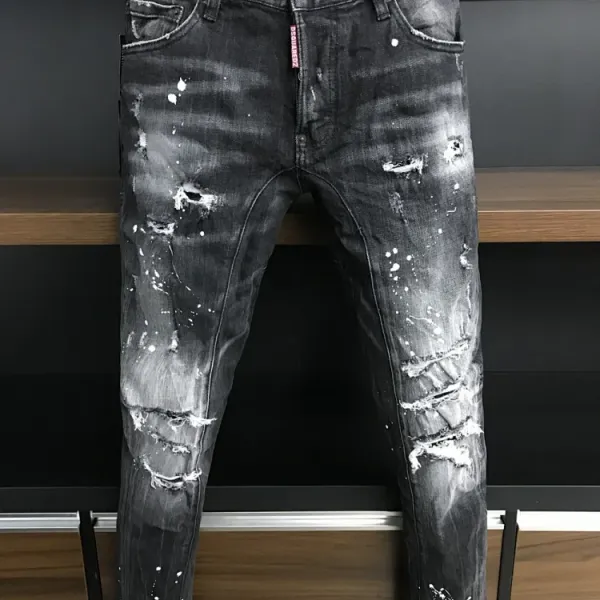 Dsquared2 Paint-Splatter Distressed Black Jeans - 1