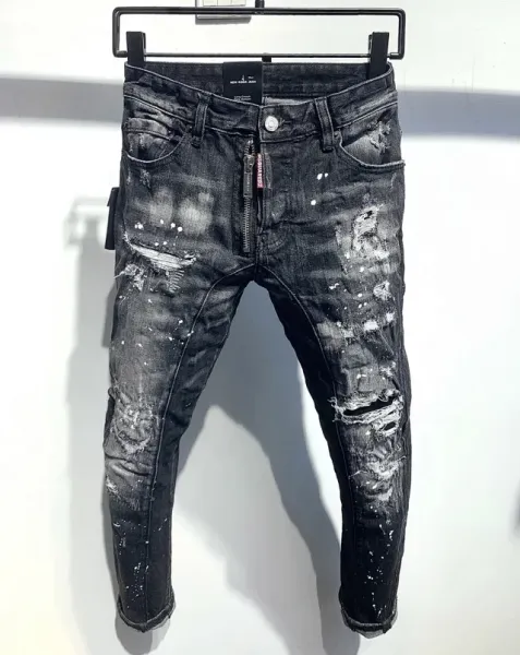 DSquared² Distressed Paint-Splatter Black Skinny Jeans - 1