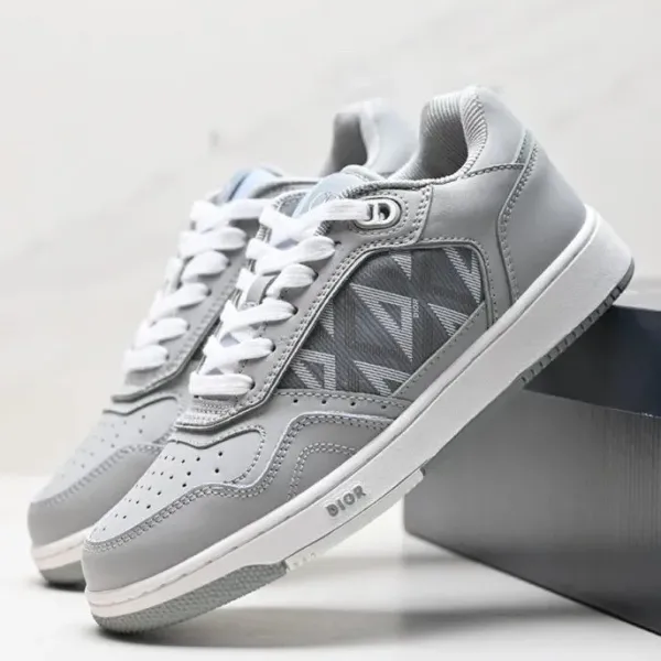 Dior B23 Low Gray Oblique Sneakers - 1