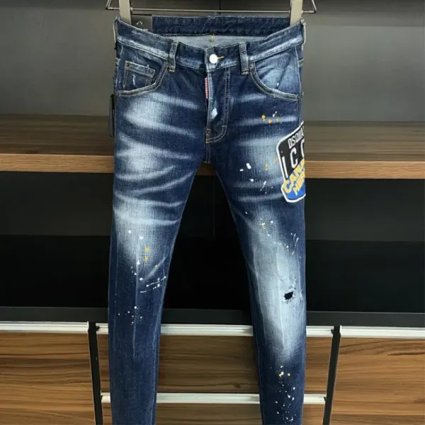 Dsquared2 S74LB0695 Paint Splatter Distressed Slim Fit Jeans - 1