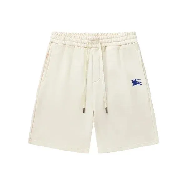 Burberry Logo-Embroidered Beige Sweat Shorts - 1