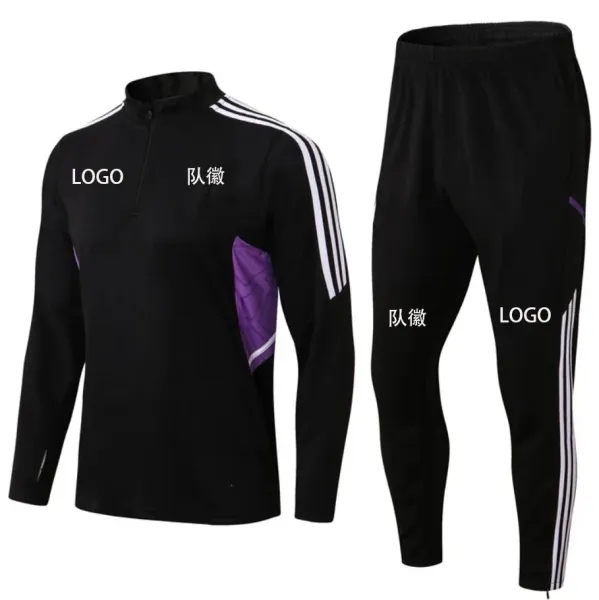Adidas Tracksuit Black Purple Sporty Training Set - 1