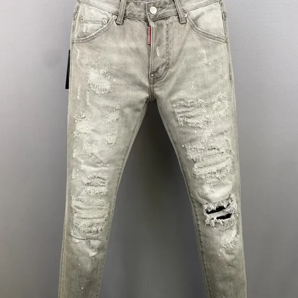 DSquared² Distressed Light Gray Ripped Jeans - 1