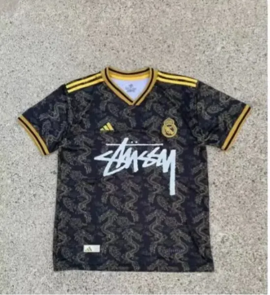 Stüssy x Real Madrid x Adidas Third Jersey Black Dragon Print Jersey - 1