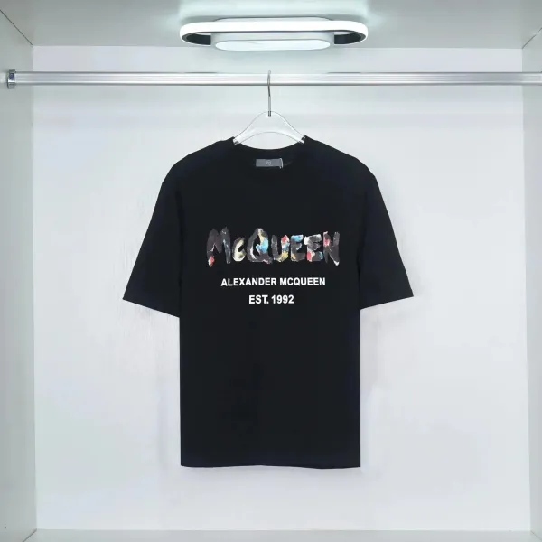Alexander McQueen Painted Logo Black T-Shirt - 1