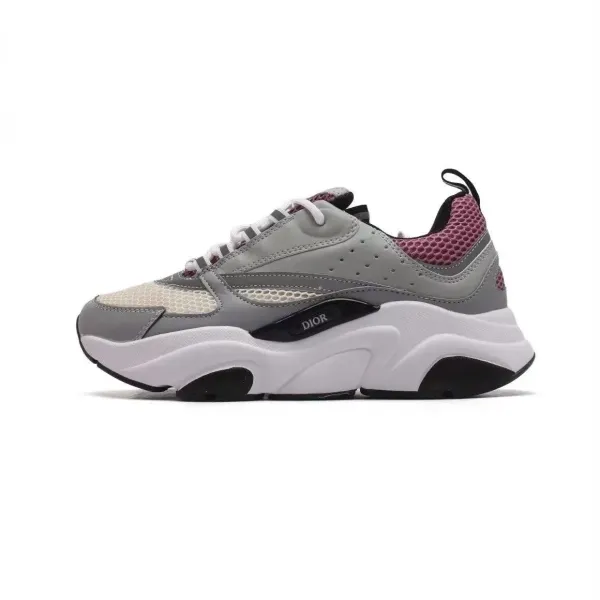 Dior B23 Low Pink and Gray Chunky Sneakers - 1