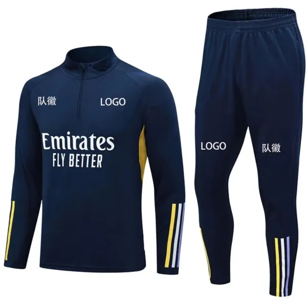 Real Madrid Training Tracksuit Navy with Yellow Stripes - 1